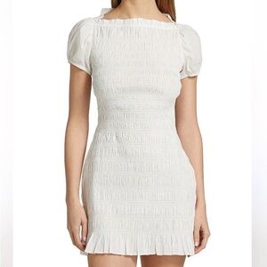 Doen White Smocked Mini Dress